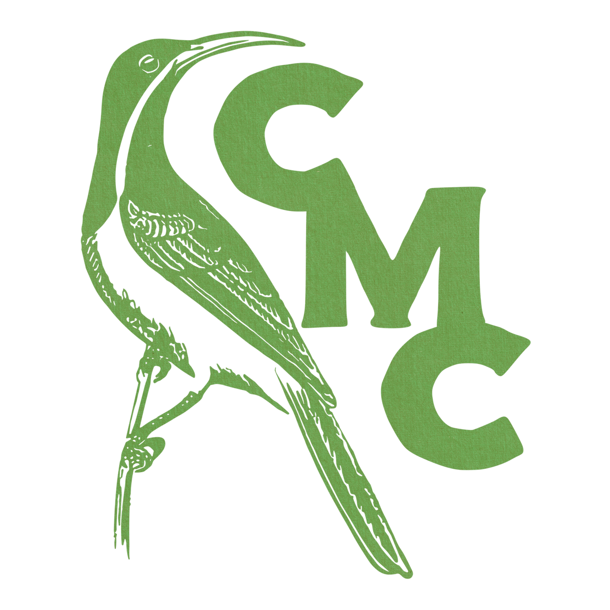 Green CMC monogram with a bird