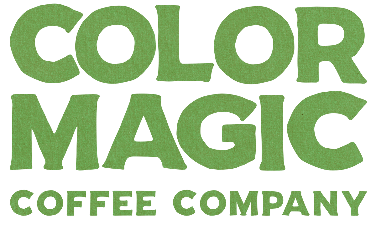 Color Magic Coffee wordmark in green
